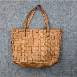 Costanza Rota Leather Tote Bag Purse Woven Made In Italy Brown Patina Timeless